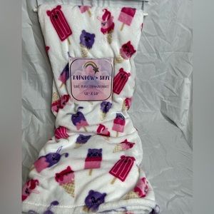 Rainbow Skye Plush Pink/Purple/White Ice Cream Blanket NWT